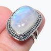 Подарочное кольцо из стерлингового серебра 925 пробы с натуральным радужным лунным камнем S.6 s5b90