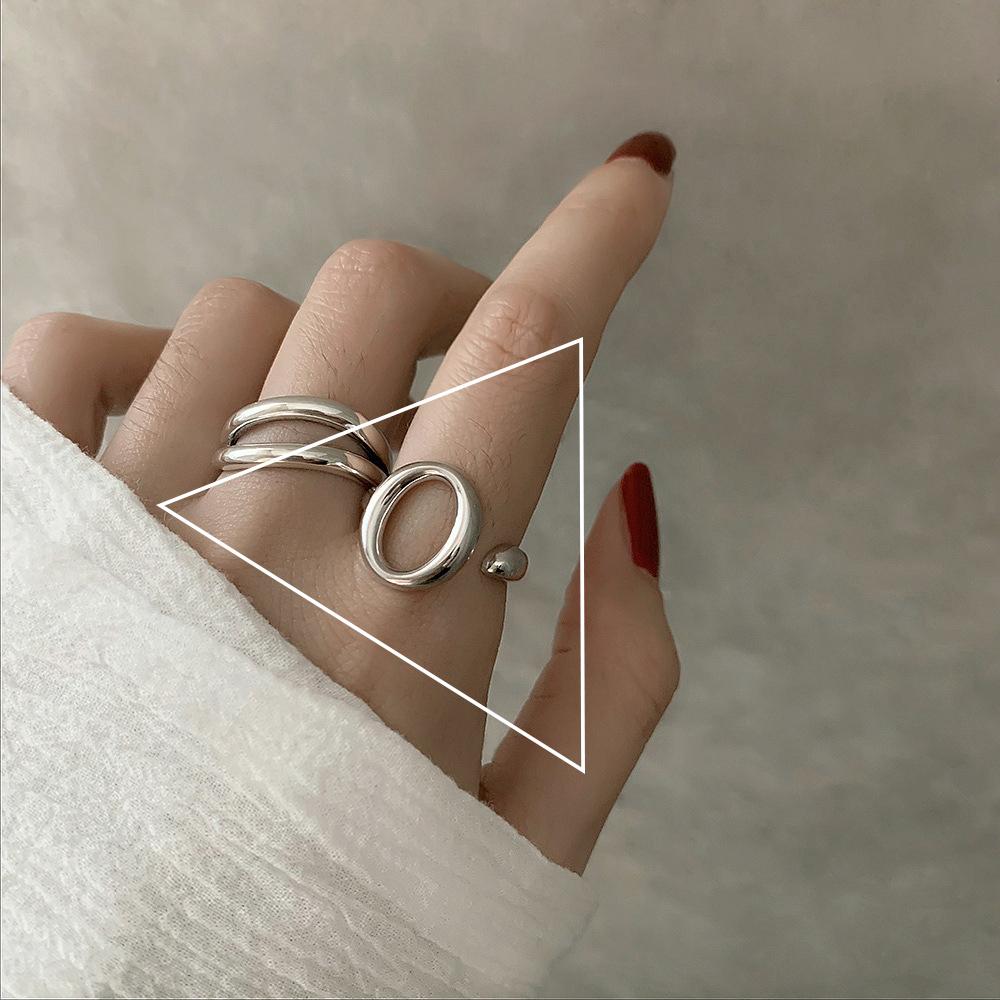 925 Silver Rings New Party Jewelry Vintage Charm Double Layer Geometric Nail Design Accessories Gift Dropship