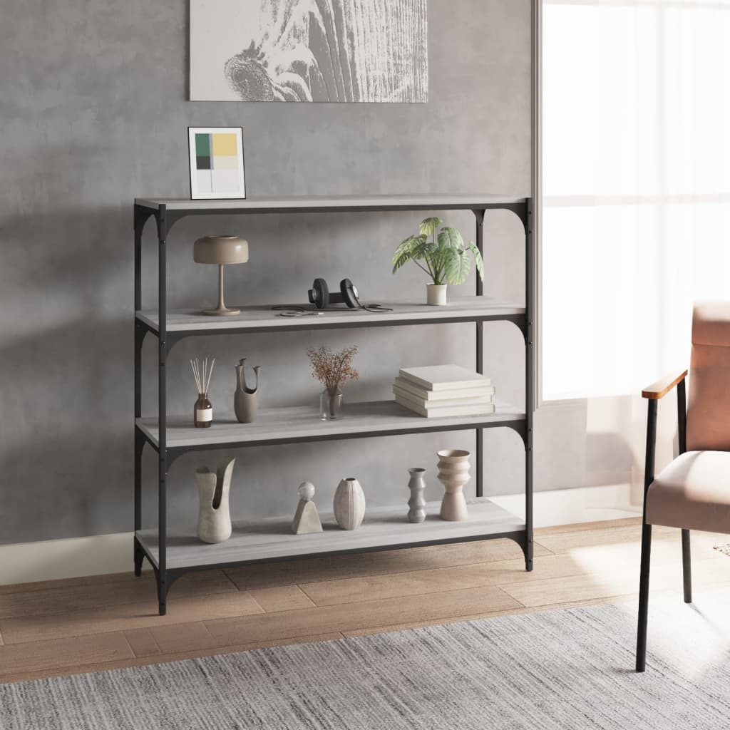 Bookshelf Gray Sonoma 100 x 33 x 100 cm Engineered Wood and Steel
