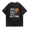 Just A Girl Who Loves Ball Python T Shirt Snake Women  vintage Washed Slightly Casual homme Breathable streetwear graphic