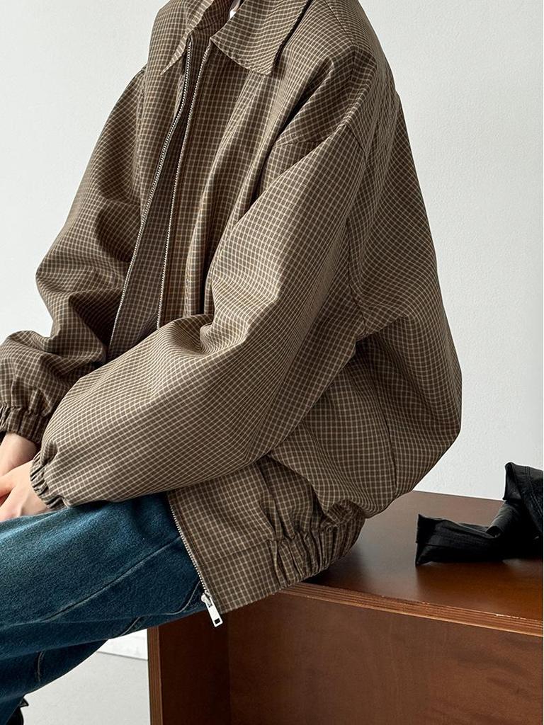 Оранжевое укороченное пальто Zhi в стиле ретро с лацканами в гусиную лапку - Универсальный осенний стиль