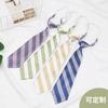 Ins Lazy Zipper Small Tie Male And Female Oblique Stripe Japanese Jk Uniform Harajuku College Style Student Tie