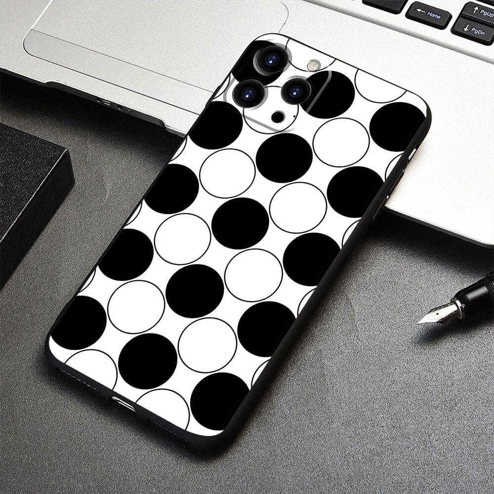 Для iPhone 7 12 14 8 Plus XR 13 Pro Max X 11 XS 5 6S 6 SE2022 5S SE2 Mini смартфон черный и белый горошек чехол для телефона