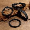 Набор плетеных кожаных браслетов в стиле ретро для мужчин - персонализированные ювелирные аксессуары своими руками