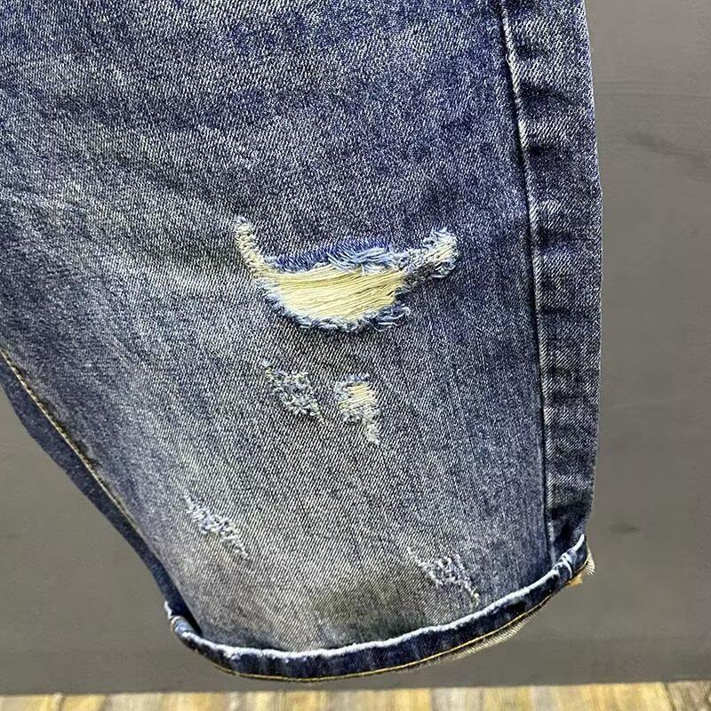 Мужские облегающие джинсовые шорты с рваными деталями — повседневный американский и корейский стиль