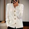 New Autumn and Winter Women's Heart-shaped Button Cardigan with V-neck, Casual and Elegant, Loose Knitted Inner Layer Sweater