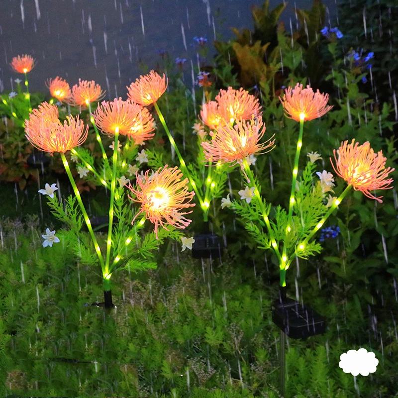 Solar-Powered Spider Lily Lanterns Outdoor LED Artificial Flower Ground Lights Waterproof Courtyard Ambiance Decorative Lights