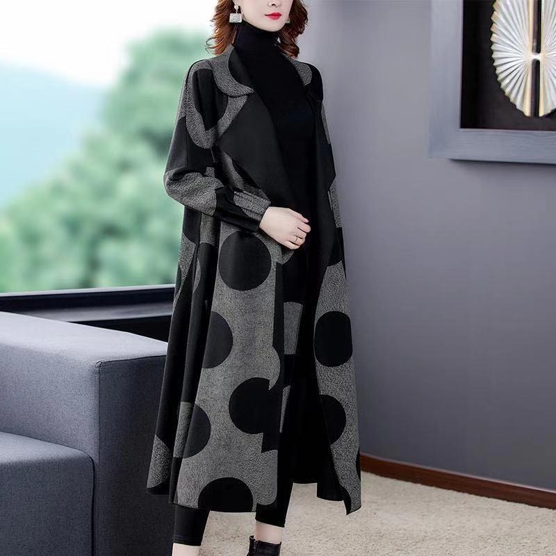 Высококачественное модное осенне-зимнее женское шерстяное длинное пальто, свободная клетчатая накидка большого размера для мам среднего возраста, шерстяная накидка с заниженными плечами