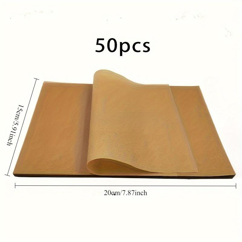 Набор из 50 предварительно нарезанных листов пергаментной бумаги для выпечки 15,24×20,32см НеотбеленнаяАнтипригарная Половина листаВыпечка Готовка Гриль Аксессуары для аэрофритюрницы