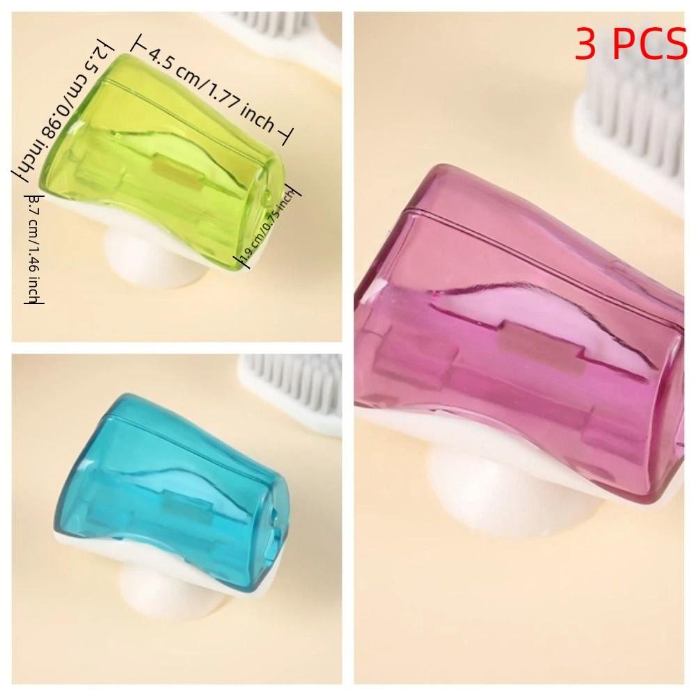 3PCS Portable Protector Case Suction Cup Toothbrush Cover Waterproof Toothbrush Head Covers Hotel