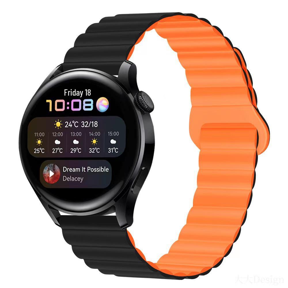 Двухцветный силиконовый ремешок с магнитной петлей 22 мм для часов Huawei GT4/GT5 и Samsung Watch4 Pro
