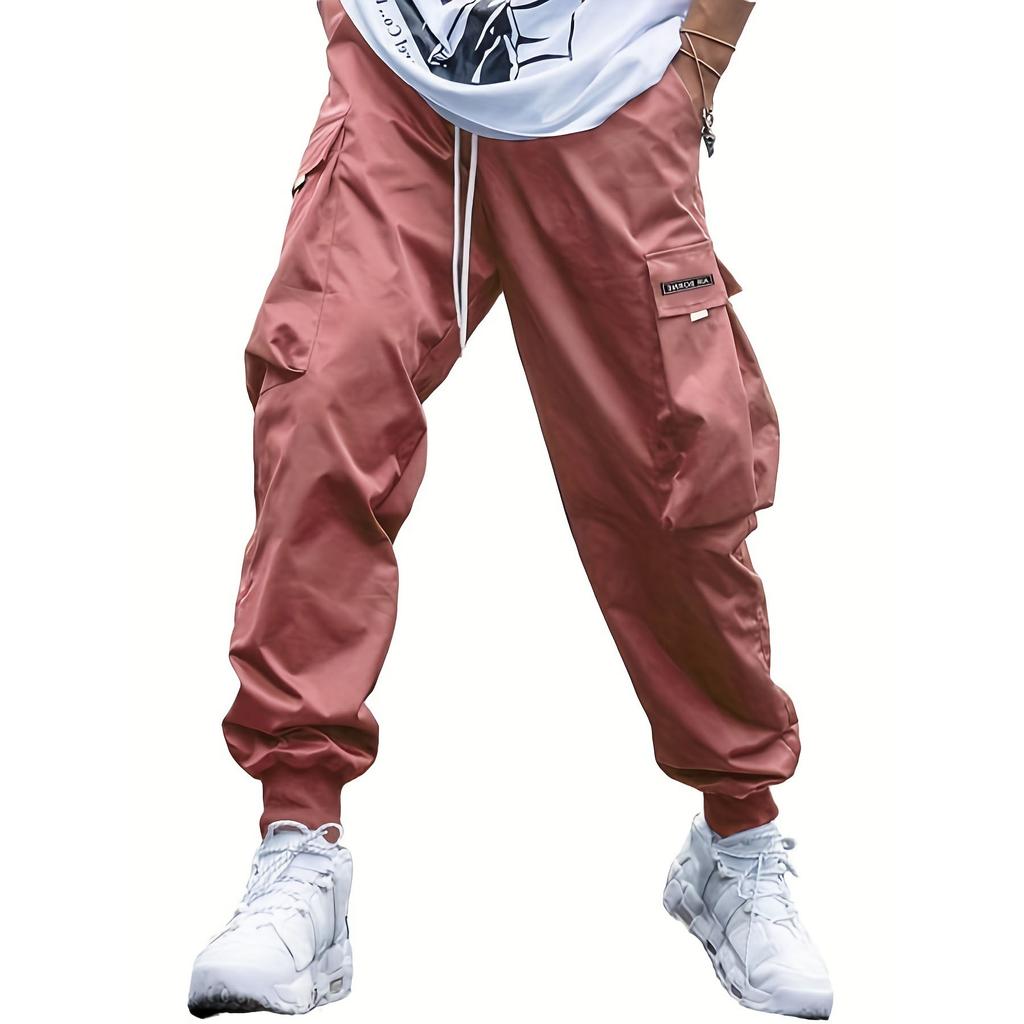 Мужские джоггеры на весну и осень, повседневные свободные брюки-карго с несколькими карманами и завязками на открытом воздухе