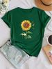 Fashion Women Minimalist Watercolor Sunflower Print T Shirt Funny Casual O-neck Short Sleeves T-shirt Summer Female Tee Shirt