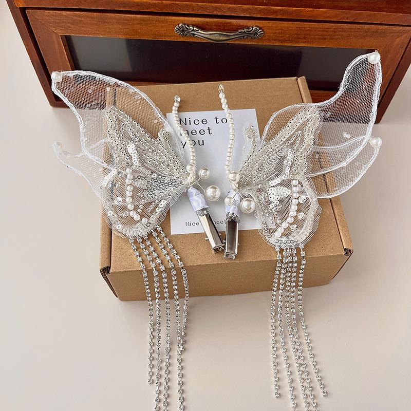 2023 Tassel Pearl Bow Hair Clip for Women – Elegant Fairy Headdress