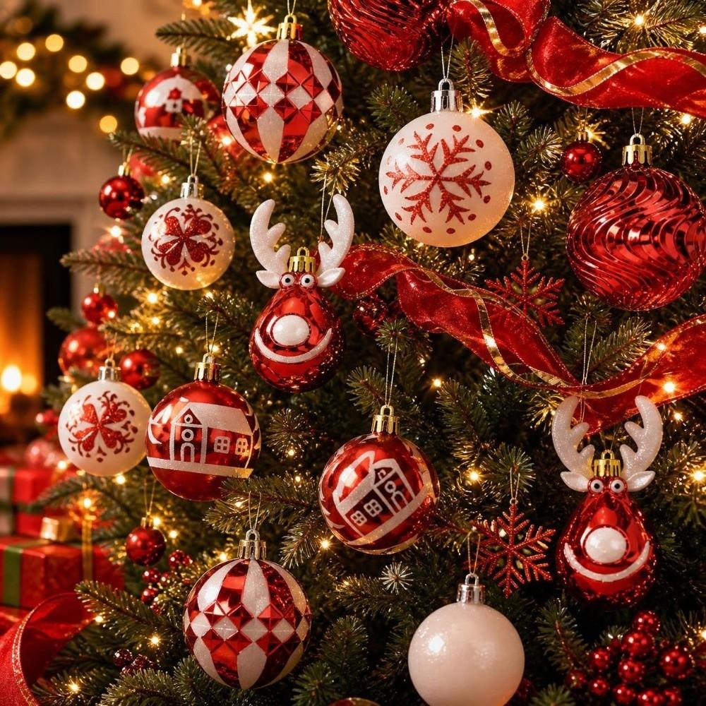 22Pcs/Set 6CM Christmas Ball Shiny Xmas Baubles Durable Christmas Pendant Decorations Storefront