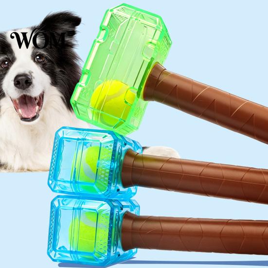 Indoor Dog Exercise Tools Interactive Squeaky Hammer Toy with Built-in Tennis Ball for Medium And Large Dogs, Funny Puppy Biting Toys Sound