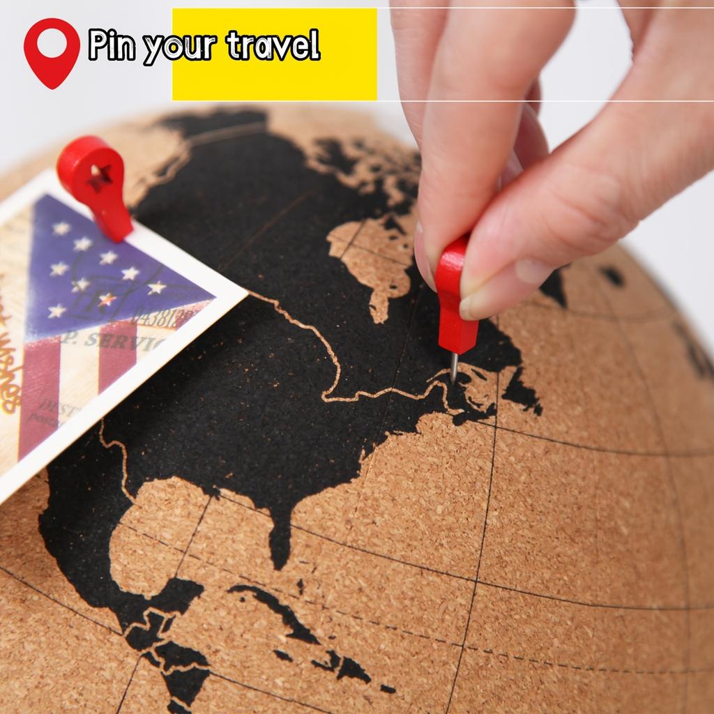 Cork Globe Holder DIY Creative Office Desktop Decor Globe Ornament Unique Message Board Softwood Earth Travel Commemoration Gift