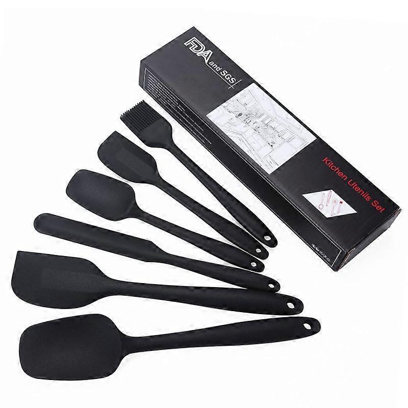 6pcs Silicone Dough Scraper, Heat Resistant, Oil Brush Set Cake Butter Spatula Spatula, Black, Ideal for Baking and Cooking