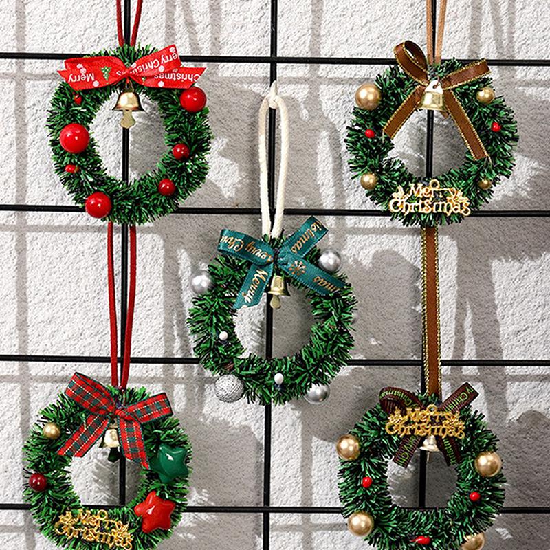 Merry Christmas Wreath Pendant With Bell Car Door Hanging Decoration Xmas Party Christmas Tree Decor Accessories