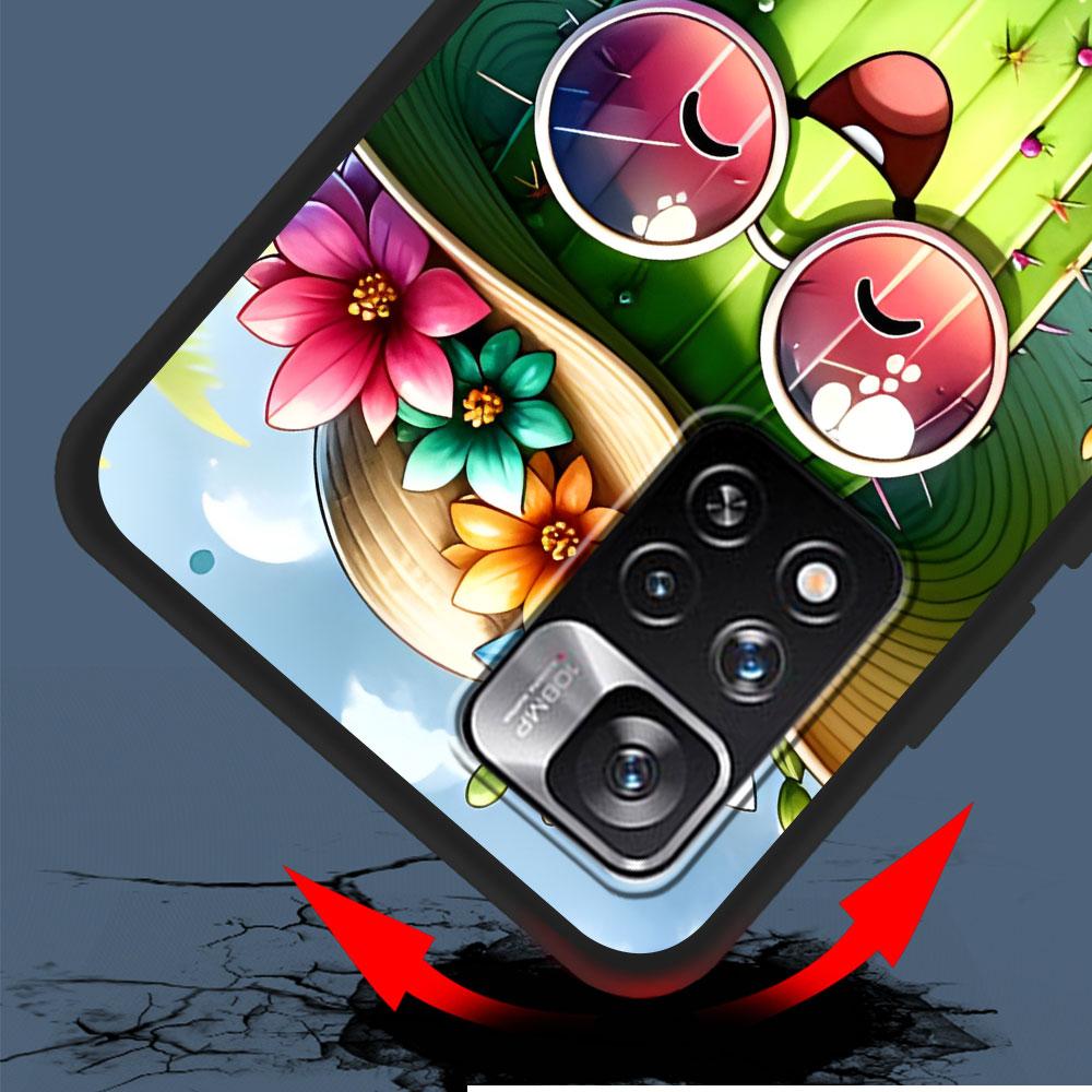 Plant Cactus Case for Xiaomi Redmi 10 10C 9C 9A 9i 9 Prime 9T 12 12C 10A K40 Pro Black Soft TPU Mobile Phone Bag Cover