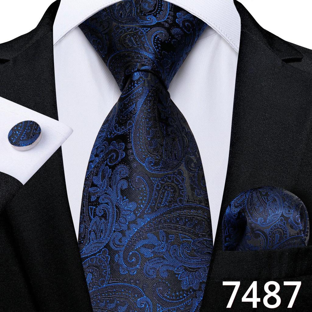 Мужской набор: Шёлковый галстук, карманный платок и запонки