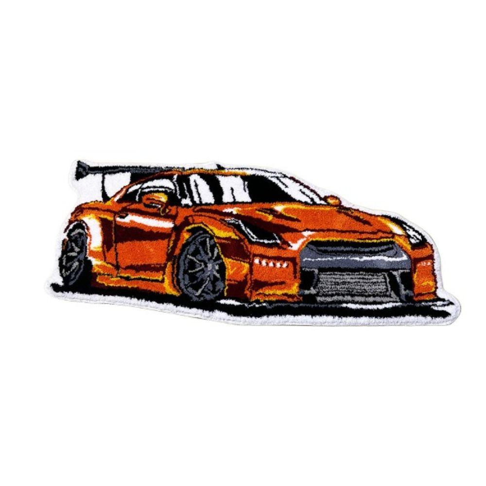 Embroidered Car Shape Rug Sports Racing Car Floor Mat Entrance Carpet Tufted Carpet Bathroom