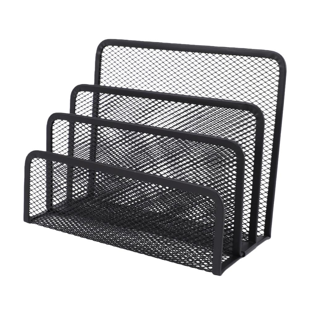 Настольный органайзер для почты Металлическая сетка 3 отделения Настольный держатель для файлов и писем Сортер для офиса Дома 3-уровневый Черный Письмо