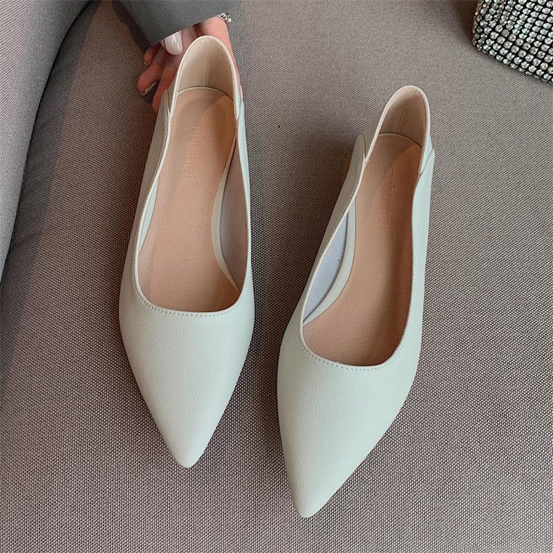 Кожаные туфли на толстом каблуке с острым носком, женская весенняя новая корейская версия, профессиональная рабочая женская обувь для двух видов одежды