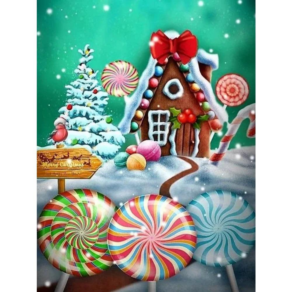 Алмазная картина, полная дрель, конфетный дом, круглая алмазная живопись, ручная работа, искусство, птица, сделай сам, алмазная мозаика, картина, украшение дома