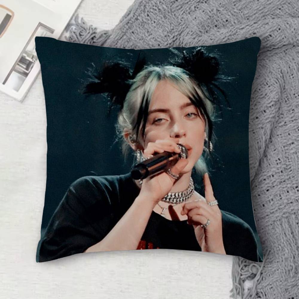 BBillie Eilish Doublesided Printed Square Decorative Cushion Cover for Sofa Living Room Home Decor