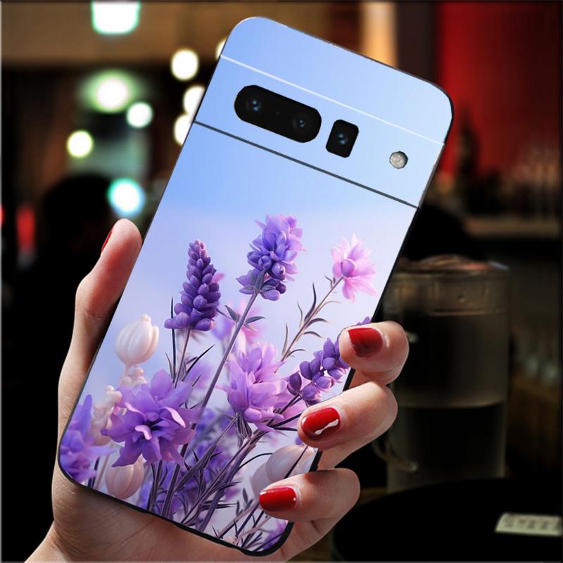 Lavender Purple Flower Phone Case For Google Pixel 8 7 Pro 7A 7 6A 6 Pro Pixel 8A 4A 3A 4 XL Pixel 5 6 4 3 3A XL