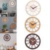 Retro Wall Clock Hollow Pattern Non Ticking Round for Farmhouse