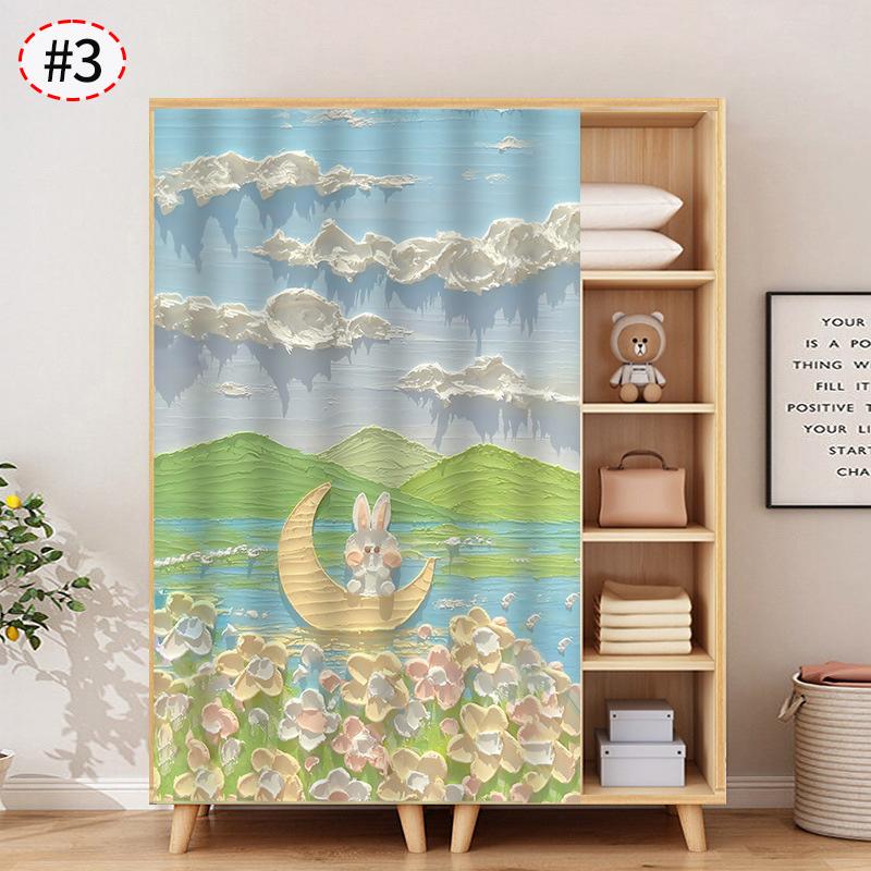 Self-adhesive Cabinet Curtain Oil Painting House Furniture Short Curtains Dustproof Cupboard Wardrobe Cover Kitchen Half-Curtain