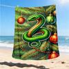 1pc Christmas Snake Throw Blanket Polyester Fiber, Lightweight Flannel, Soft & Warm, All Season Use for Outdoor, Camping Digital Print