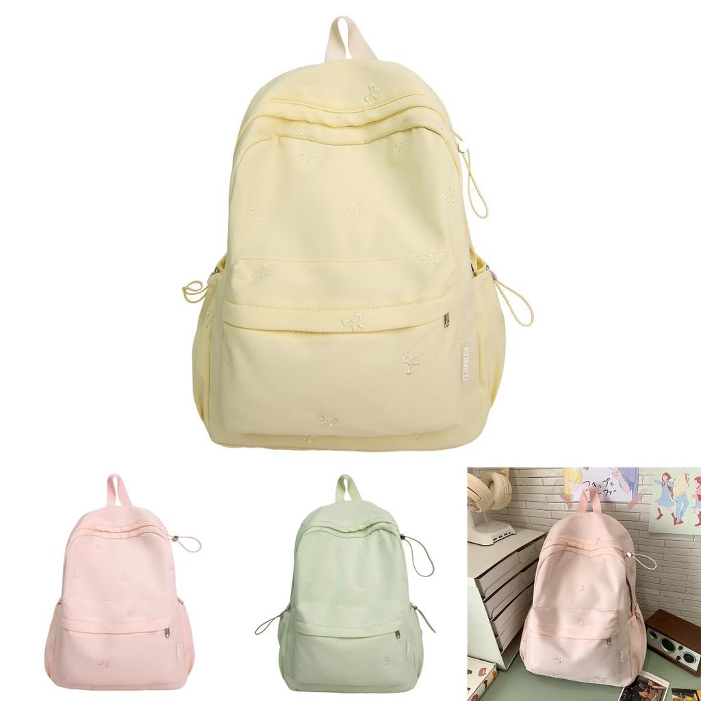Modern Korea Pastel Butterfly Bow Printed Backpack With Nylon Material For School And Daily Use