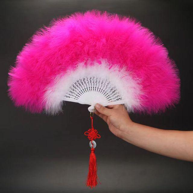 Складной веер с перьями Лолиты, японская милая фея, темно-готический придворный танец, ручной веер, художественный ремесленный подарок, украшение для свадебной вечеринки