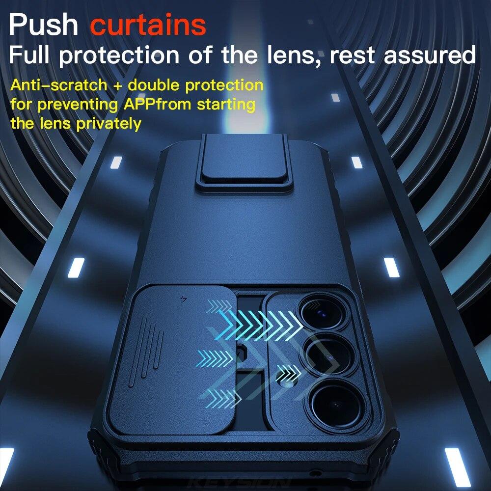 Противоударный бронированный жесткий чехол для Samsung A55 5G A35 A25 161 A15 A05, защита объектива слайд-камеры, чехол для телефона с подставкой для Galaxy A05S A 55 35