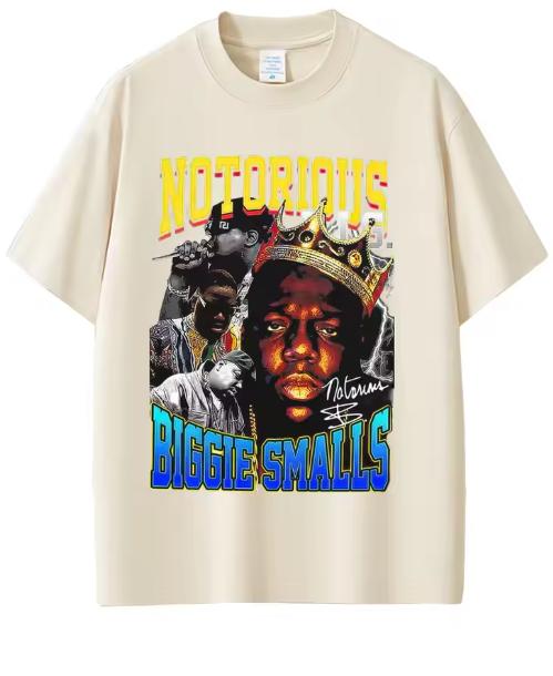 Графическая футболка рэпера The Notorious B.I.G. Футболки с принтом Biggie Smalls Унисекс Хип-хоп Модные футболки Мужские Хлопковые Оверсайз Футболки