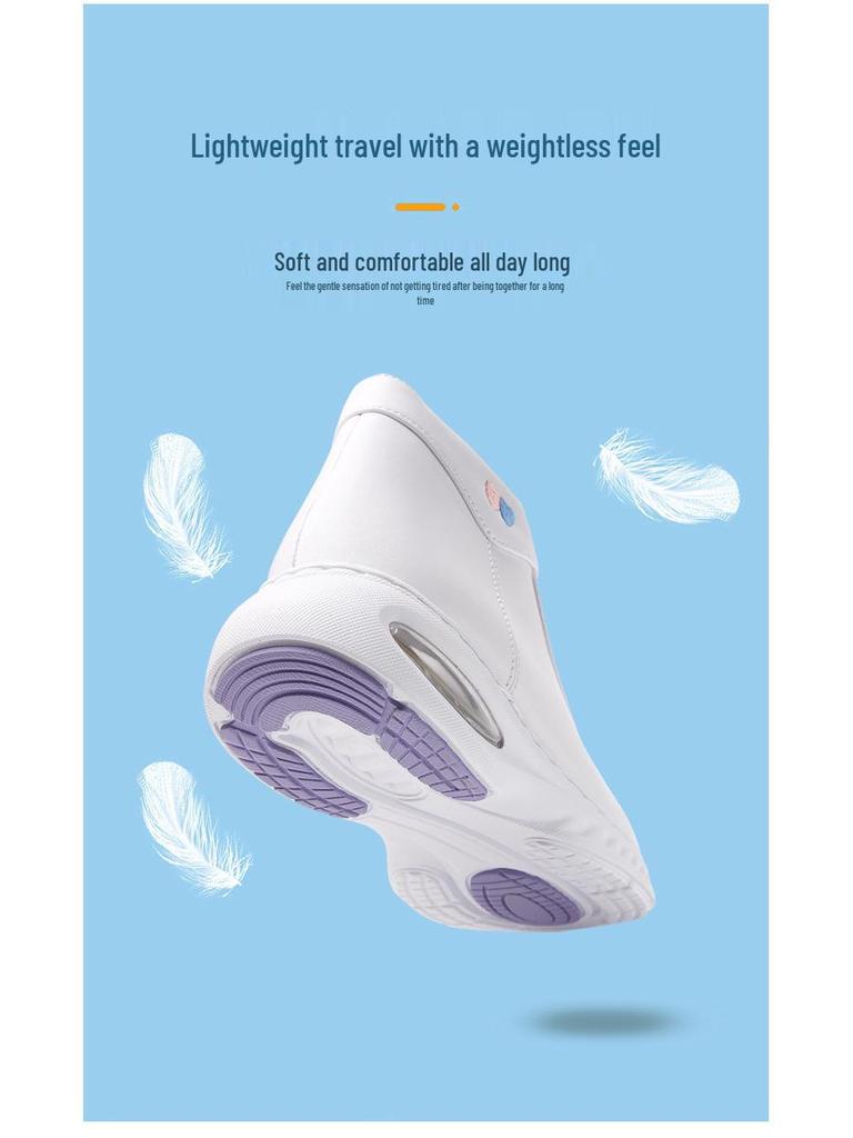 Women's Fleece-Lined Nurse Shoes: Soft Sole, Air Cushion Ankle Boots, Thick Sole, Height-Increasing, Winter Medical Work Shoes.