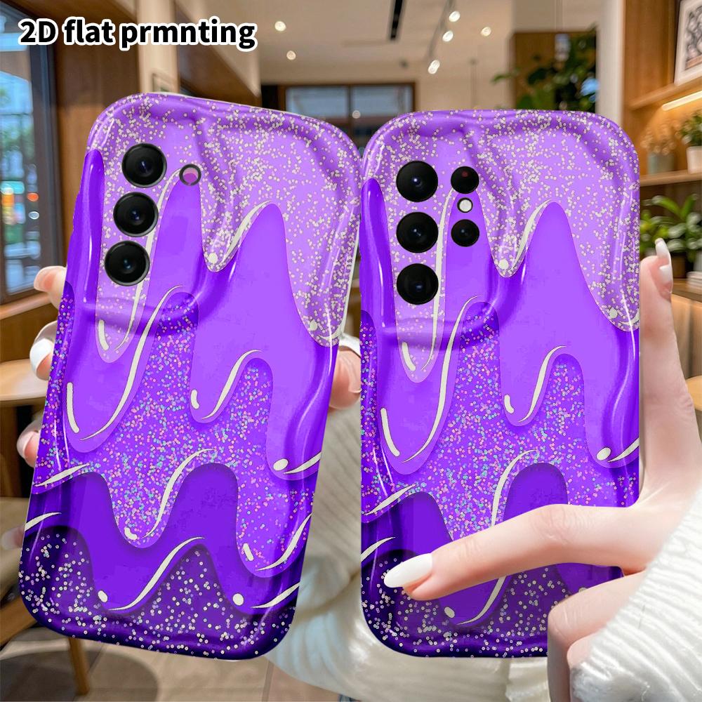 Phone case: 2D flat, suitable for Samsung Galaxy A34 A35 M05 M06 S20 S22 S21 FE Plus 5G protective case, purple flowing sand, perfect Christmas and Ha