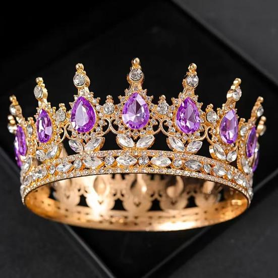 Women Crown Tiara Shiny Rhinestones Inlaid Queen Bridesmaids Crown Accessory for Wedding Halloween Birthday