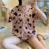 Women's Summer Short-Sleeved Shorts Pajamas Homewear Set Girls Cartoon Cute Sweet New Cardigan Students Casual Homewear Set