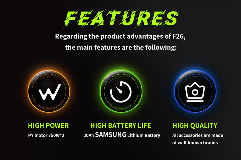 DUOTTS F26 Electric Bike 750W*2 Dual Motors LG 17.5Ah Battery 26*4.0 Fat Tire 55km/h Max Speed 55 Degree Climbing-Silve