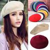 Women Beret Hat French Artist Warm Wool Blend Winter Beanie Hat Retro Vintage Solid Elegant Ladies Cap