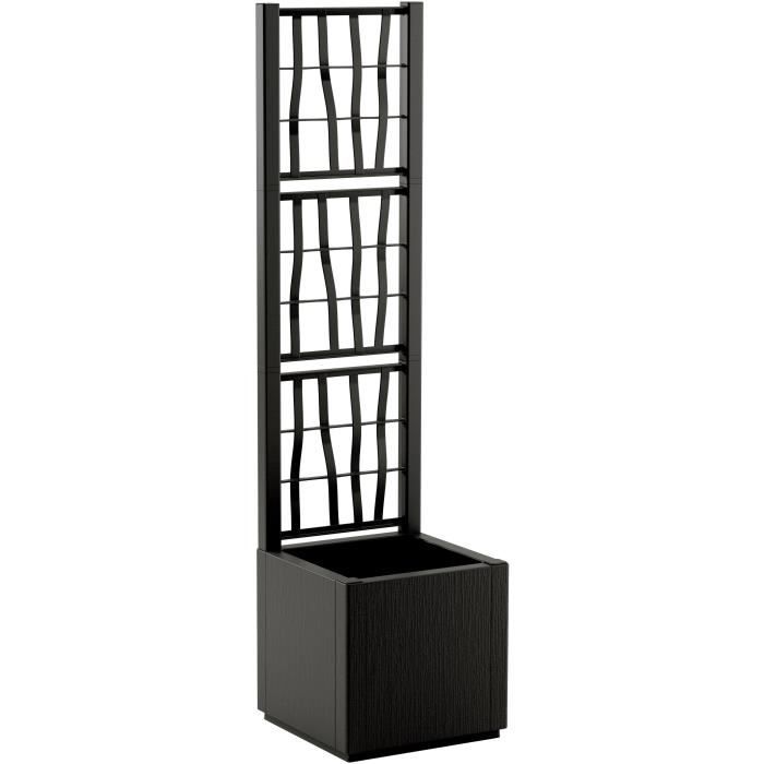 STEFANPLAST Bac a fleur/Jardiniere - ETHICA - Graphite - Carré avec treillis - 38 L - 36 x 36 x h140 cm