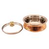 Steel Copper Hammered, Polished Serving Handi with Glass Lid 400 ML - Serving Dishes Chicken Briyani Vegetables Home Hotel Restaurant