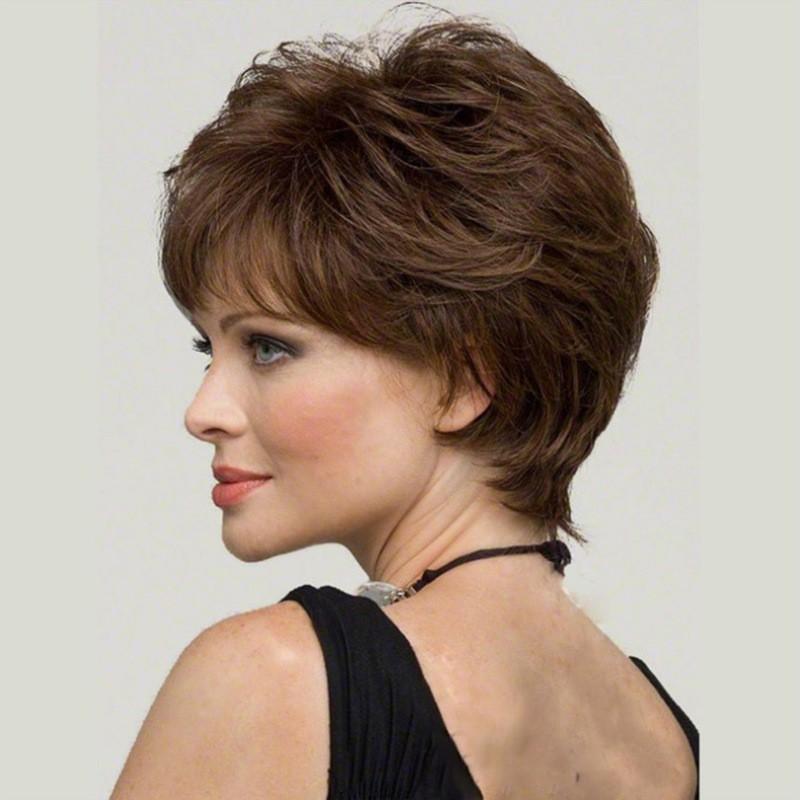 Temu Short Curly Wig Women Brown Fluffy Full Cap Heat Resistant Synthetic Hair Daily Wear