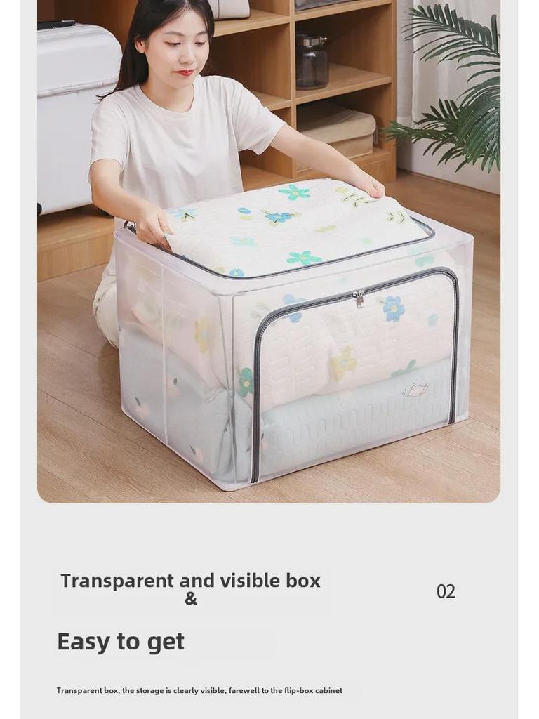 Большой прозрачный складной тканевый ящик для хранения одежды и одеял