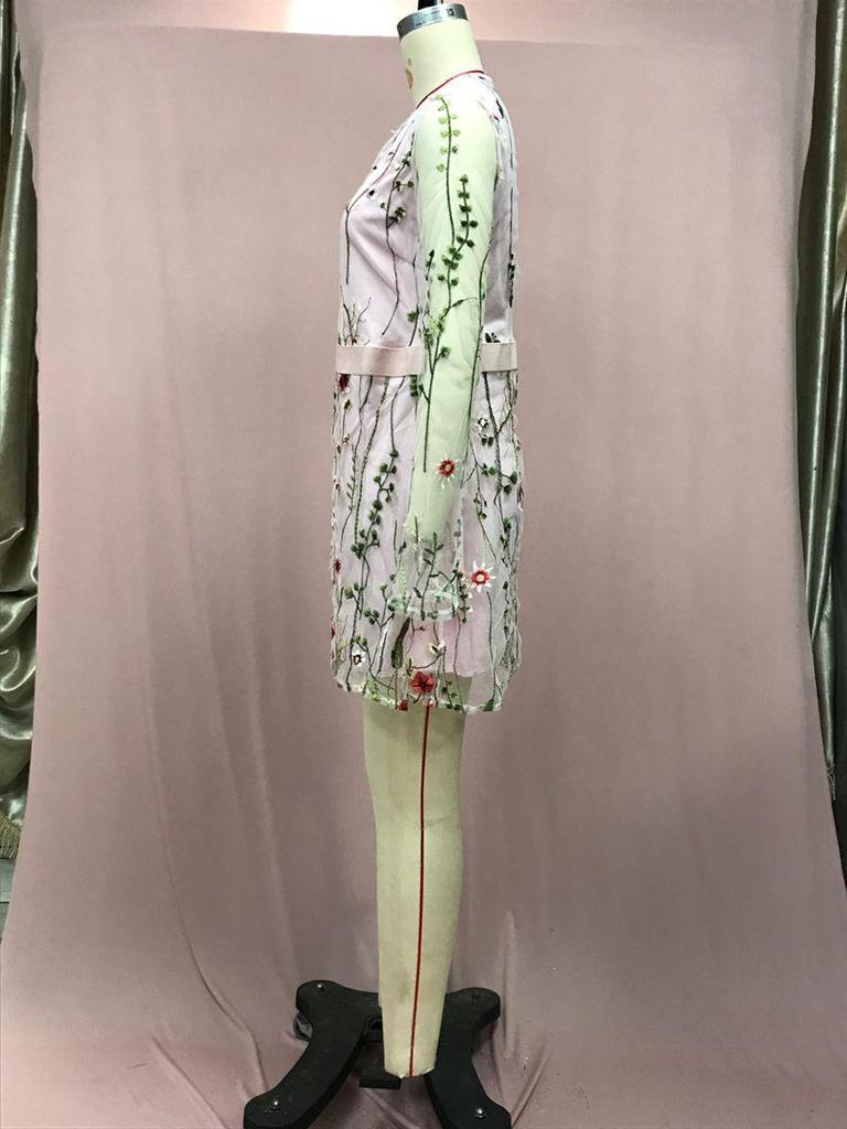 New Bohemian Lace Mesh Floral Embroidered Women's Dress