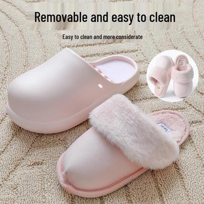 Водонепроницаемые меховые тапочки: Съемный, Стираемый Хлопок для Мужчин и Женщин, Осень/Зима 2025, Для Домашнего и Уличного Использования